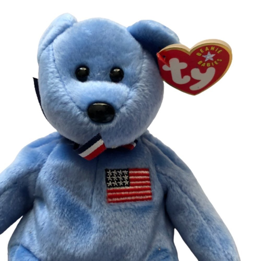 Ty Plush Teddy America Beanie Baby 911 Bear USA Patriotic‎ Flag Stuffed Animal